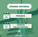 Câmara Municipal de Mata Roma informa: Feriado e Ponto Facultativo.