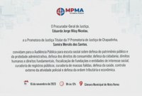 MPMA realizará nessa no Plenário do Poder Legislativo de Mata Roma -MA Audiência Pública para escutas de temas de interesse social.