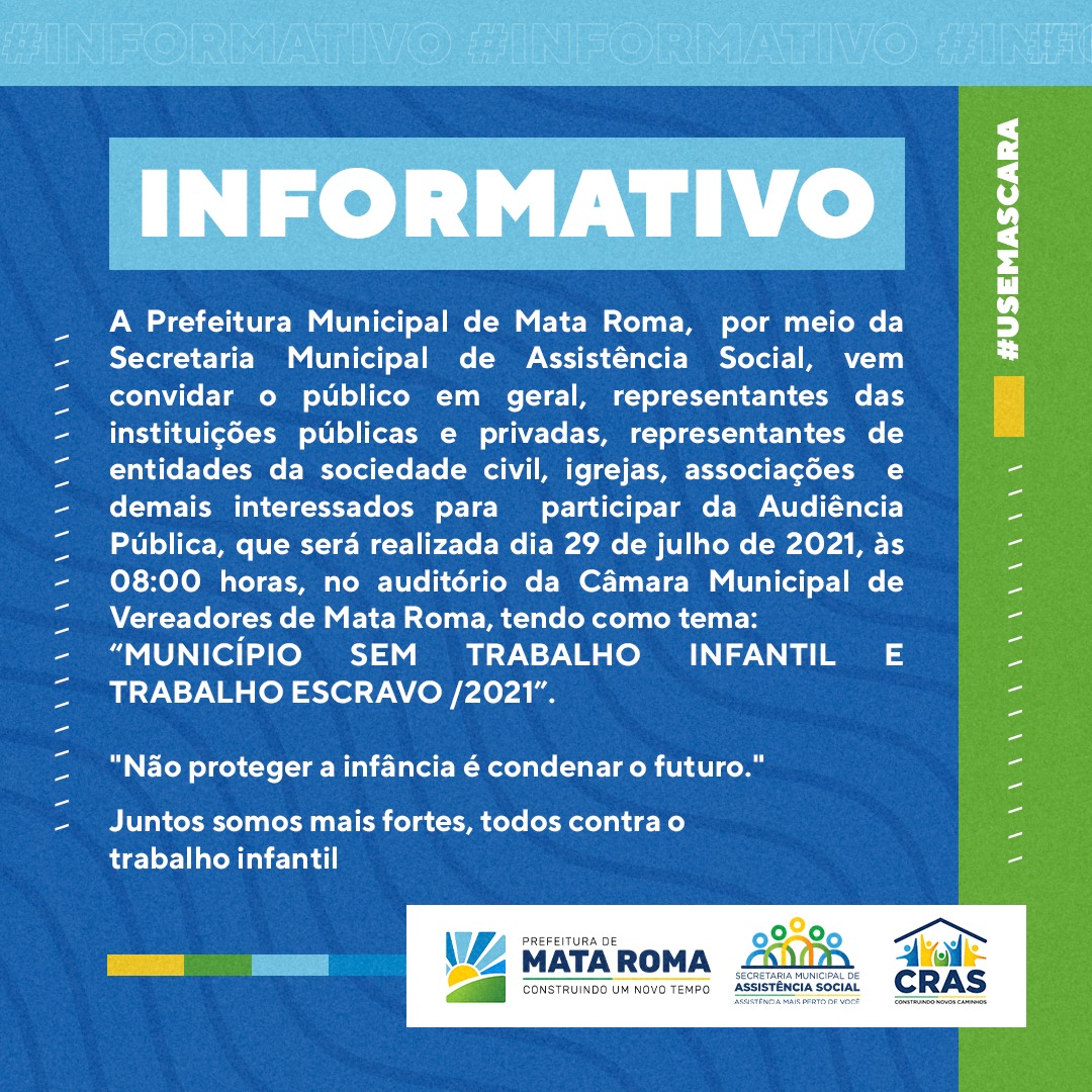 Será realizado Audiência Pública na Câmara Municipal de Mata Roma - MA